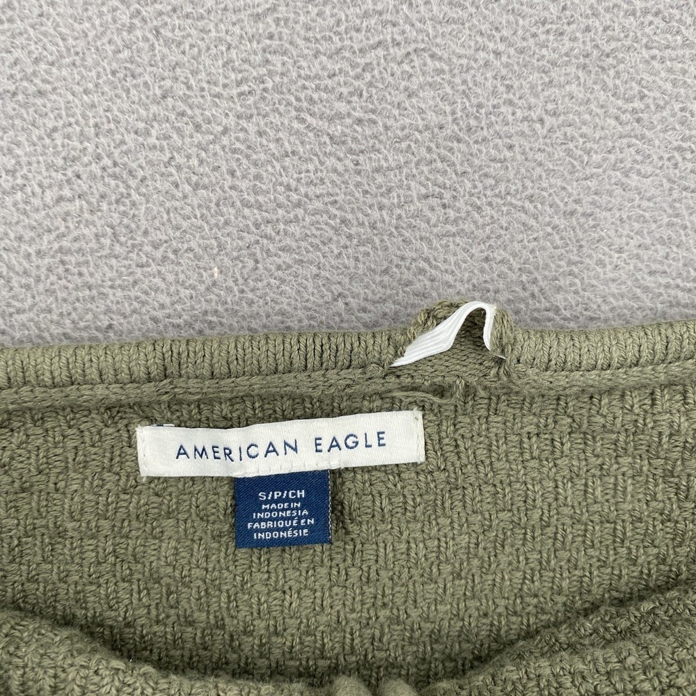 American Eagle Womens Olive Green Knit Tube Top Strapless Crochet Cropped Small - Picture 2 of 6
